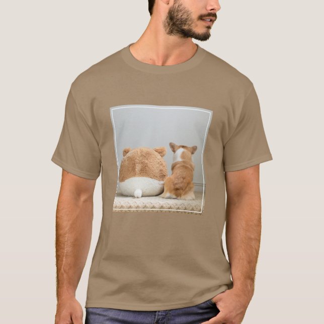 Cutest Baby djur | Corgi & plush Puppy T Shirt (Framsida)