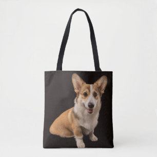 Cutest Baby djur Corgi Porträtt på Black Tygkasse