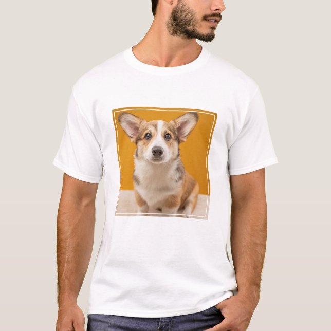 Cutest Baby djur | Corgi Porträtt på Orange T Shirt (Framsida)