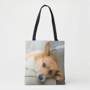 Cutest Baby djur Corgi Puppy på soffan Tygkasse