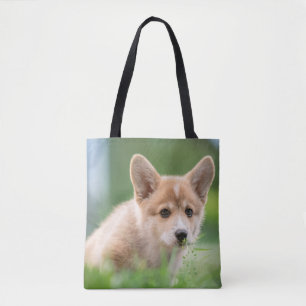 Cutest Baby djur Corgi Puppy på Yard Tygkasse