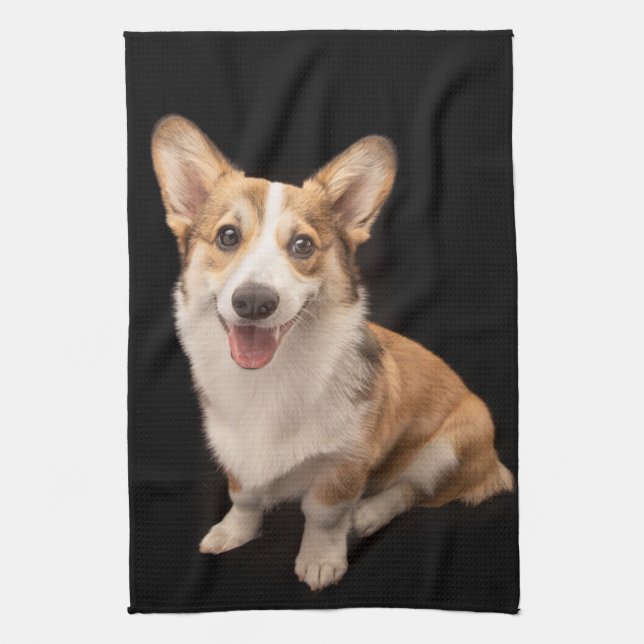 Cutest Baby djur | Corgi Puppy Smile Kökshandduk (Vertikal)