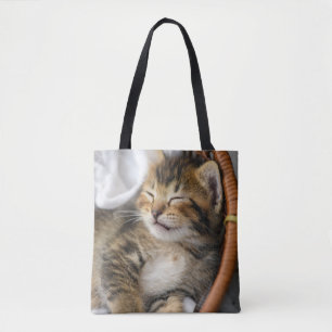 Cutest Baby djur Cute Tabby katt Sleeping Tygkasse