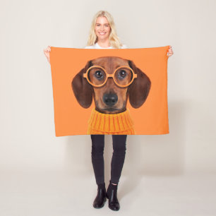 Cutest Baby djur   Dachshund Orange Sweater Fleecefilt