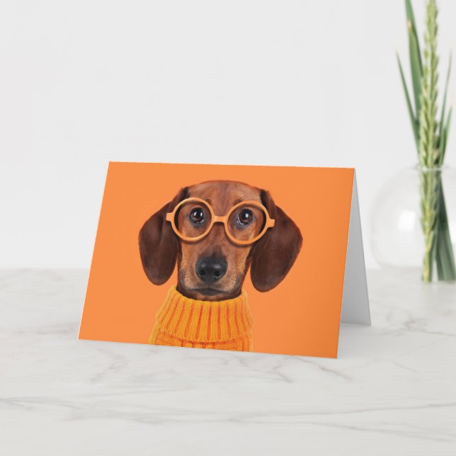 Cutest Baby djur | Dachshund Orange Sweater Kort (Framsida)