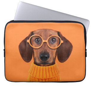 Cutest Baby djur Dachshund Orange Sweater Laptop Fodral