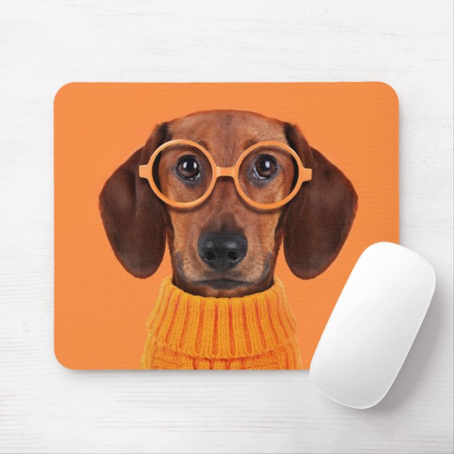 Cutest Baby djur | Dachshund Orange Sweater Musmatta (Med mus)