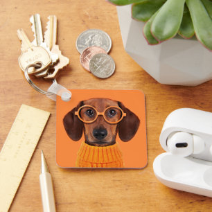 Cutest Baby djur   Dachshund Orange Sweater Nyckelring