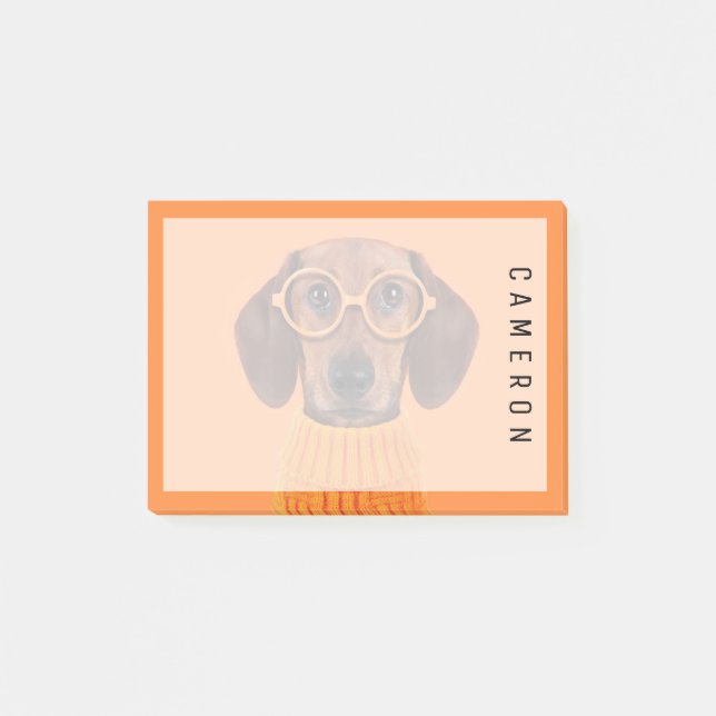 Cutest Baby djur | Dachshund Orange Sweater Post-it Block (Framsida)