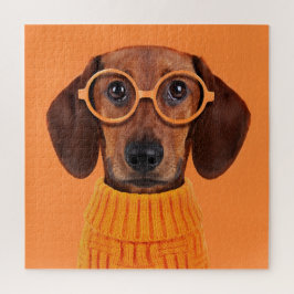 Cutest Baby djur | Dachshund Orange Sweater Pussel