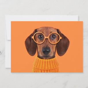 Cutest Baby djur   Dachshund Orange Sweater Tack Kort