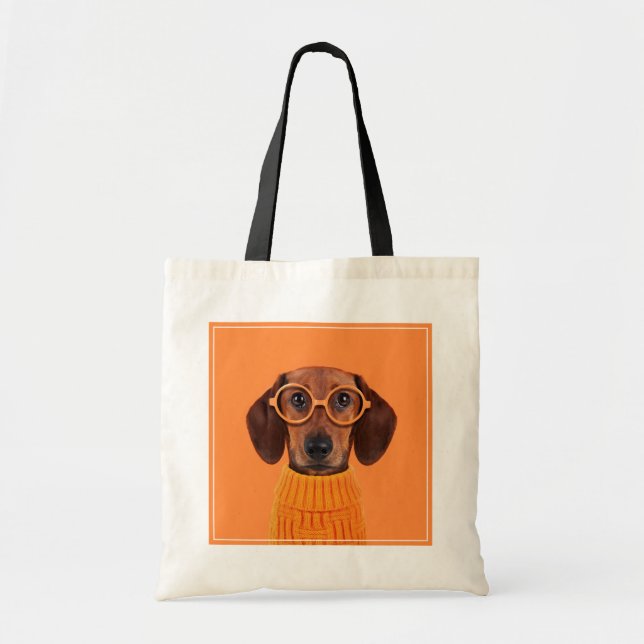 Cutest Baby djur | Dachshund Orange Sweater Tygkasse (Framsidan)
