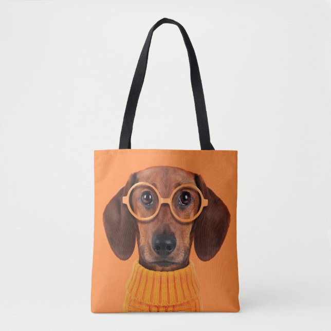 Cutest Baby djur | Dachshund Orange Sweater Tygkasse (Framsida)