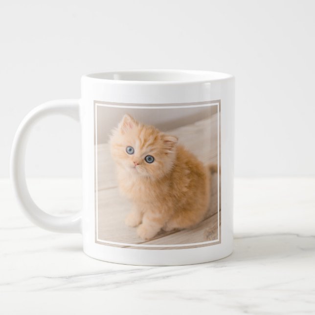 Cutest Baby djur | Det brittiska Långhåriget Kitte Jumbo Mugg (Vänster)