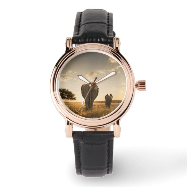 Cutest Baby djur | Elephant Calf & Mor Armbandsur (Framsida)