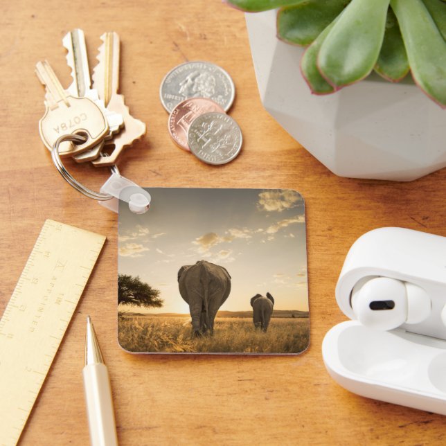 Cutest Baby djur | Elephant Calf & Mor Nyckelring (Skrivbord)