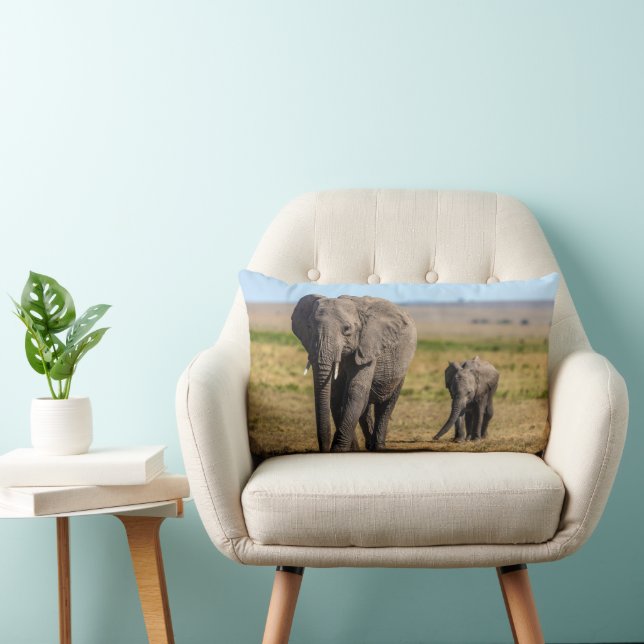 Cutest Baby djur | Elephant Mor & Baby Lumbarkudde (Stol)