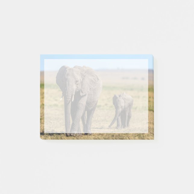 Cutest Baby djur | Elephant Mor & Baby Post-it Block (Framsida)