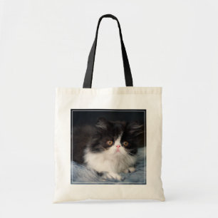 Cutest Baby djur   Fluffy B&W Kitten Tygkasse