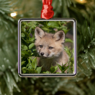 Cutest Baby djur Fox Kit Julgransprydnad Metall