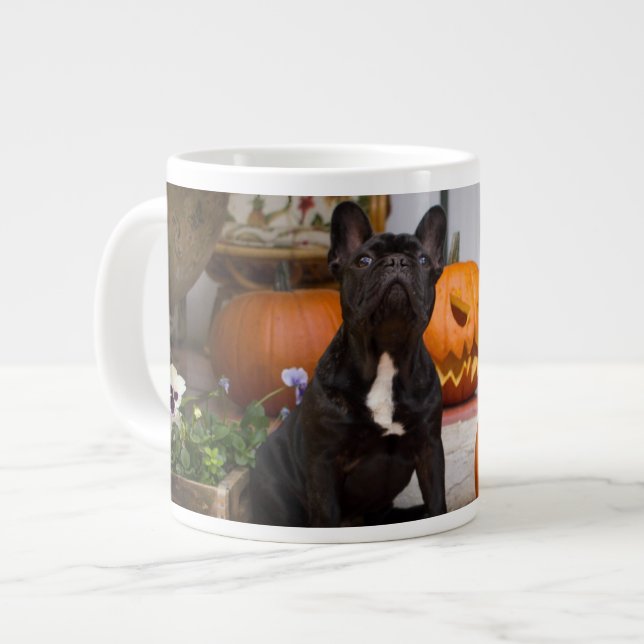 Cutest Baby djur | Fransk Bulldog Halloween Jumbo Mugg (Framsida vänster)