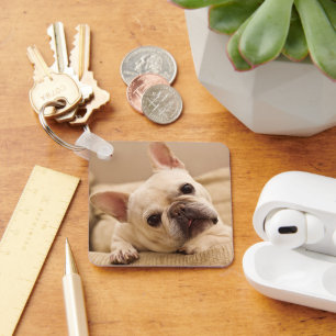 Cutest Baby djur Fransk Bulldog Head Tilt Nyckelring