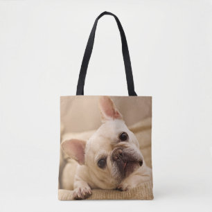 Cutest Baby djur Fransk Bulldog Head Tilt Tygkasse