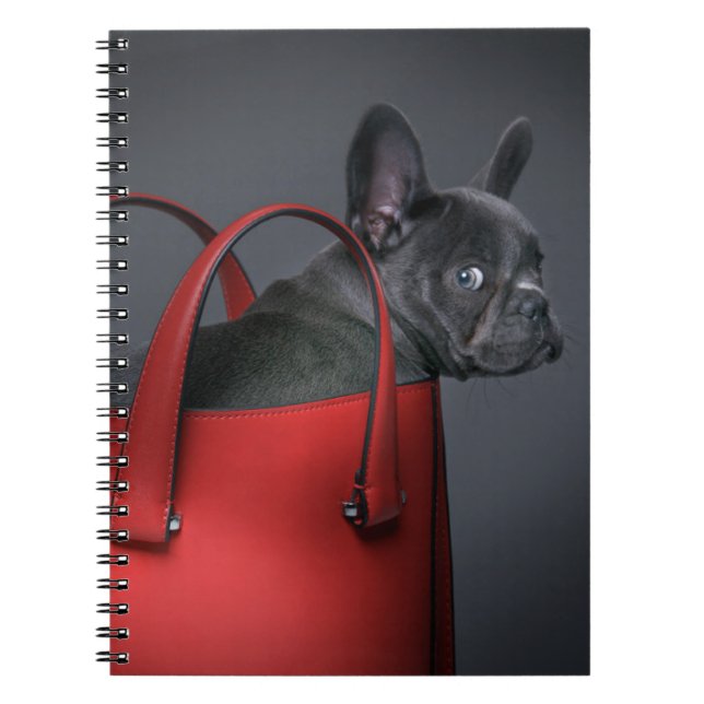 Cutest Baby djur | Fransk Bulldog Red Hand Bag Anteckningsbok (Framsidan)