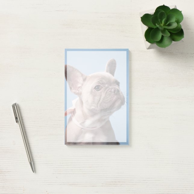 Cutest Baby djur | Fransk Bulldog Rosa Bow Post-it Block (Kontor)