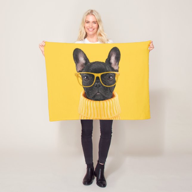 Cutest Baby djur | Fransk Bulldog Sunglass Fleecefilt (På plats)