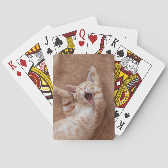 Cutest Baby djur | Ginger Kitten Yawning Casinokort (Baksidan)