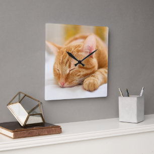 Cutest Baby djur Gingerkatt för sömnad Fyrkantig Klocka