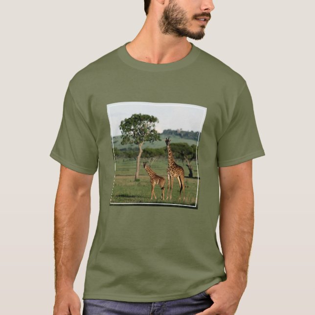 Cutest Baby djur | Giraffe Calf & Mamma T Shirt (Framsida)