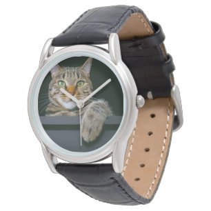 Cutest Baby djur GRÅTT TABBY KATT ANSIKTE Armbandsur