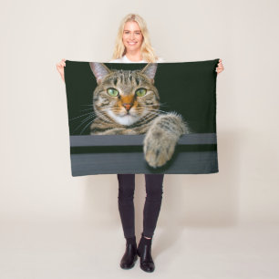 Cutest Baby djur GRÅTT TABBY KATT ANSIKTE Fleecefilt