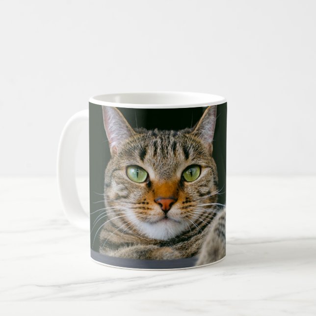 Cutest Baby djur | GRÅTT TABBY KATT ANSIKTE Kaffemugg (Framsida vänster)