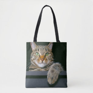Cutest Baby djur GRÅTT TABBY KATT ANSIKTE Tygkasse