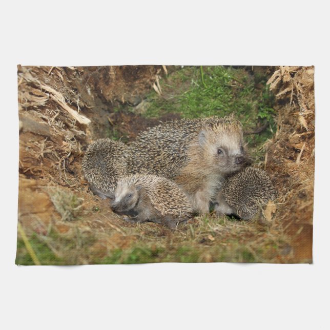 Cutest Baby djur | Hedgehog Family Kökshandduk (Horisontell)