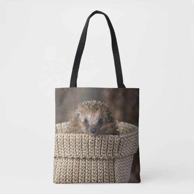 Cutest Baby djur | Hedgehog i Basket Tygkasse (Framsida)
