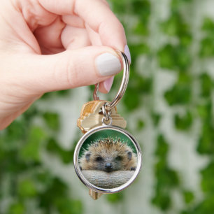 Cutest Baby djur Hedgehog Smile Rund Silverfärgad Nyckelring
