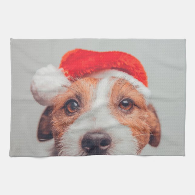 Cutest Baby djur | Jack Russell Hund Jultomten Kökshandduk (Horisontell)