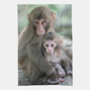 Cutest Baby djur Japanska apor Kökshandduk