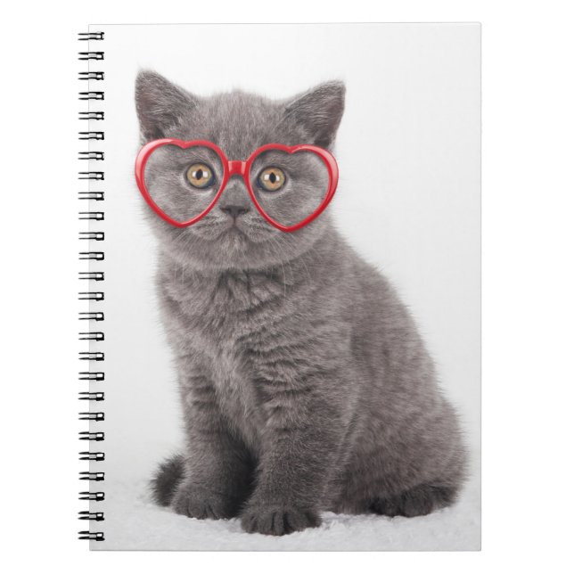 Cutest Baby djur | Kitten Heart Glass Anteckningsbok (Framsidan)