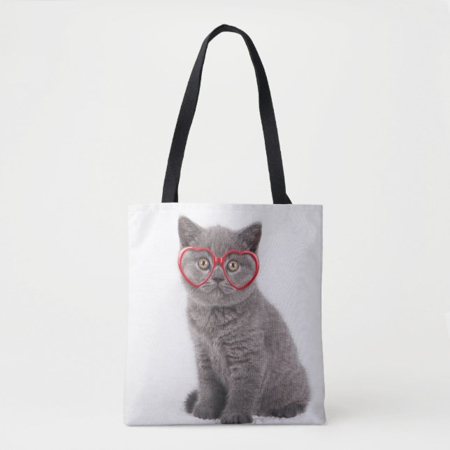 Cutest Baby djur | Kitten Heart Glass Tygkasse (Framsida)
