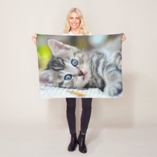 Cutest Baby djur   Kitten med blå Öga Fleecefilt