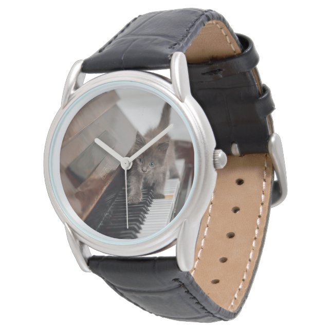 Cutest Baby djur | Kitten på Piano Armbandsur (Vinklad)