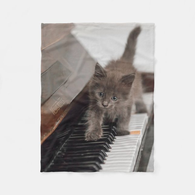 Cutest Baby djur | Kitten på Piano Fleecefilt (Framsidan)