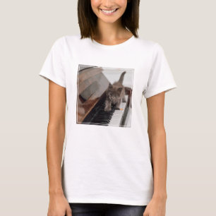 Cutest Baby djur   Kitten på Piano T Shirt