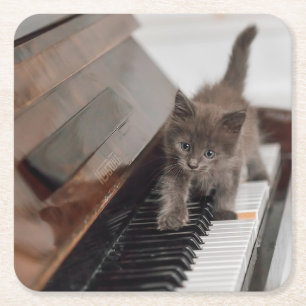 Cutest Baby djur Kitten på Piano Underlägg Papper Kvadrat