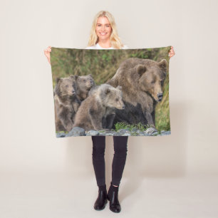 Cutest Baby djur Kodiak Mamma Bear & Unge Fleecefilt